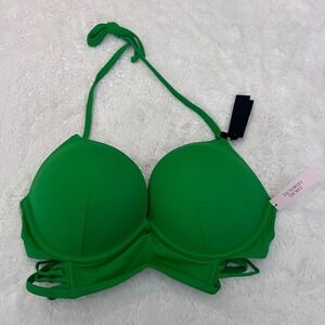 Victoria's Secret Women's Bombshell Push Up Bikini Top Green Caged Size 32D‎ NEW